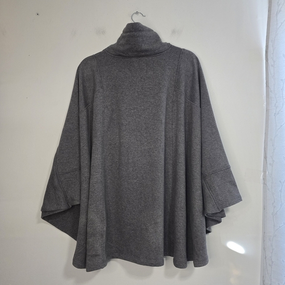 UGG Grey Cowl Neck Blanket Sweater Poncho Cape Kangaroo Pocket Loose soft lounge - Picture 3 of 13
